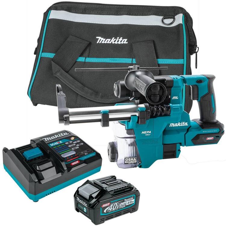 Makita 40V max XGT Brushless Cordless 13/16 in. Rotary Hammer Kit w/Extractor, AFT, AWS Capable (2.5Ah)