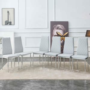 Modern Light Gray PU Leather Seat Dining Chairs (Set of 6) for Kitchen, Living, Dining Room