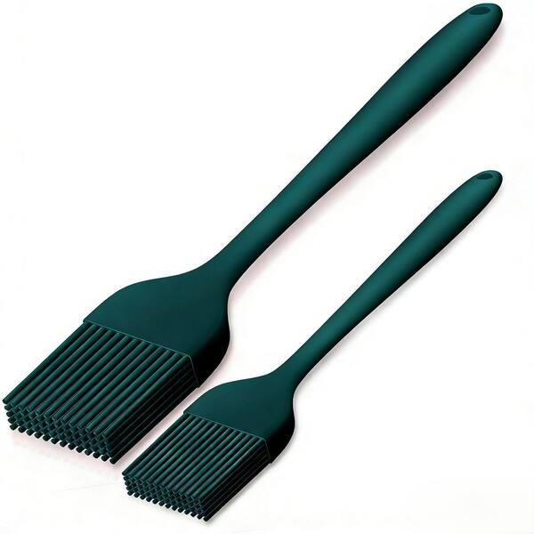 Green 600° F Heat Resistant Silicone Basting Brushes, BPA-Free Pastry Brush for Grill Baking, Dishwasher Safe(2 Size)