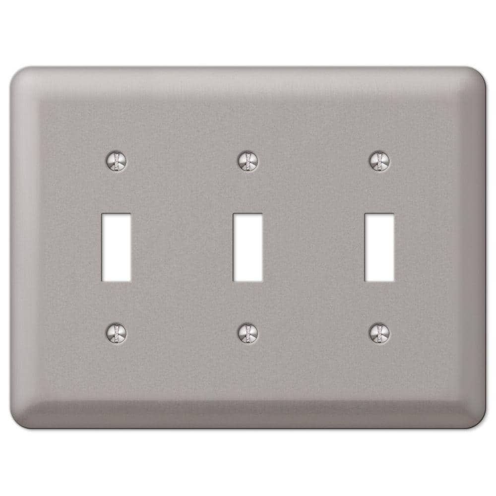 Brushed Nickel Triple Toggle Steel Wall Plate