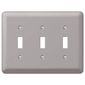 Declan 3 Gang Toggle Steel Wall Plate - Pewter