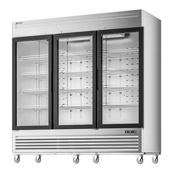 82 in. 78.2 cu. ft. Auto/Cycle Defrost 3-Glass Door Commercial Reach In Display Upright Freezer in Stainless Steel