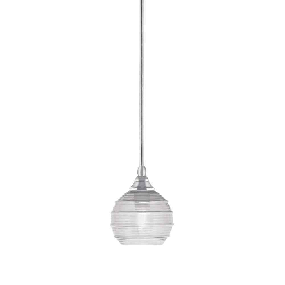 Sparta 100-Watt 1-Light Chrome Shaded Pendant Light Mini Pendant with Clear