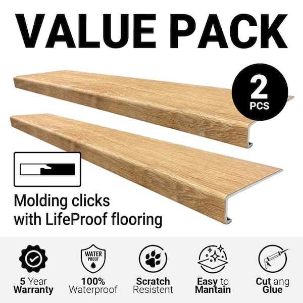Fresh Oak Stair Tread Molding Square Model - Exact Match for Life Proof Vinyl Floors, 2 Pieces per Box, 46 in. Long