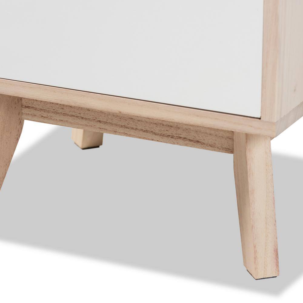 Halian Two-Tone White and Light Brown 3-Drawer Chest with Graduated Legs