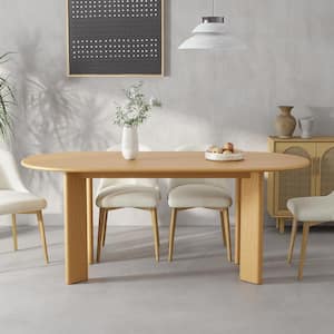 George Modern Oval Natural Wood Color Oak Wood Top 67 in. 4 Legs Dining Table Seats 6