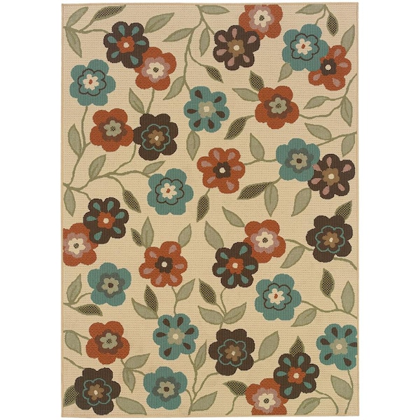 Home Decorators Collection Summertime Cream 5 ft. x 8 ft. Indoor/Outdoor Patio Area Rug