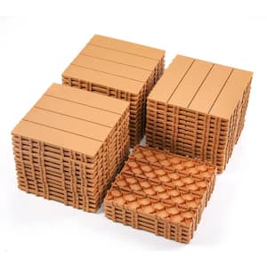 12 in. x 12 in. Burly Wood Square Plastic Interlocking Deck Tiles (44-Pack)