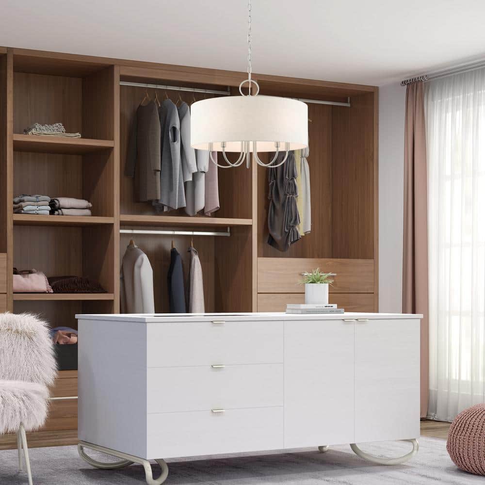 Mini Drum 5-Light Brushed Nickel Pendant Chandelier