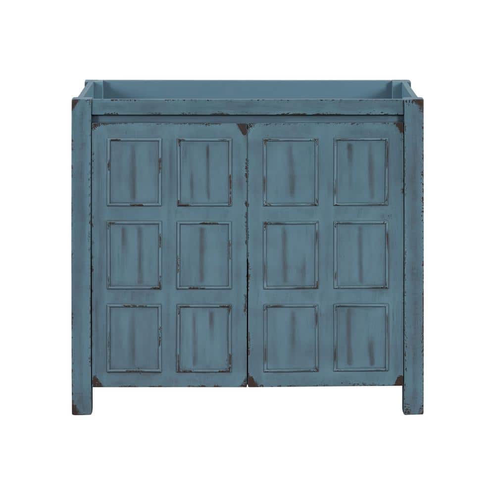 35.6 in. W x 17.9 in. D x 33 in. H Bath Vanity Cabinet without Top in Blue 