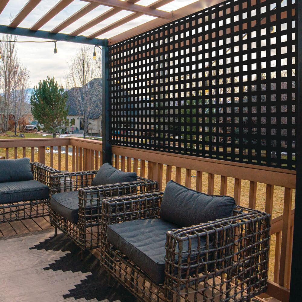 Freedom 4 ft. x 8 ft. Black Privacy Vinyl Lattice Panel