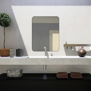 TUNE 28 in. W x 36 in. H Rectangular Black Framed Wall Mount Bathroom Vanity Mirror