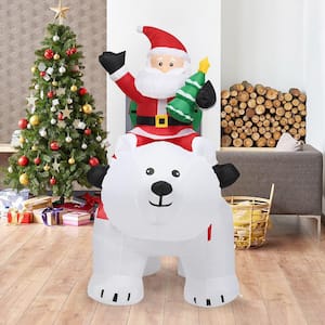 6.5 ft. Pre-Lit LED Lights Christmas Inflatable Santa Riding Polar Bear Christmas Inflatable Shaking Head LED Lights