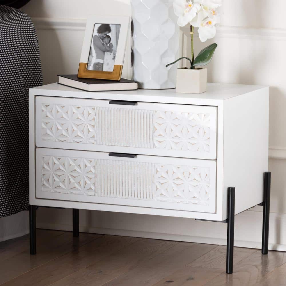 Baxton Studio Merryn White and Black Storage Cabinet