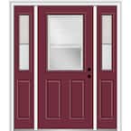 64.5 in. x 81.75 in. Internal Blinds Left-Hand Inswing 1/2-Lite Clear Painted Steel Prehung Front Door with Sidelites