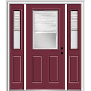 64.5 in. x 81.75 in. Internal Blinds Left-Hand Inswing 1/2-Lite Clear Painted Steel Prehung Front Door with Sidelites