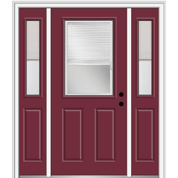 MMI Door 68.5 in. x 81.75 in. Internal Blinds Left-Hand Inswing 1/2-Lite Clear Painted Steel Prehung Front Door with Sidelites