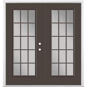 72 in. x 80 in. Willow Wood Steel Prehung Left-Hand Inswing 15-Lite Clear Glass Patio Door with Brickmold