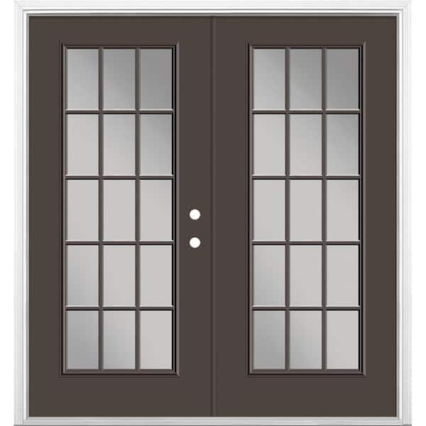 Masonite 72 in. x 80 in. Willow Wood Steel Prehung Left-Hand Inswing 15-Lite Clear Glass Patio Door with Brickmold
