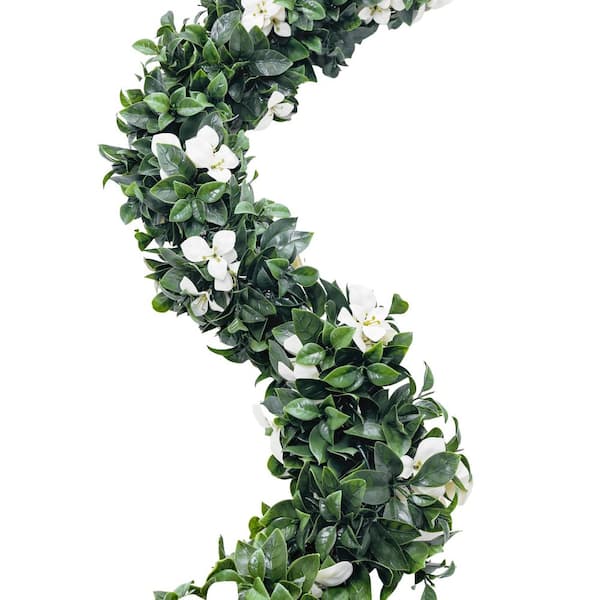 CREATIVE SURFACES Gardenia 6.56 ft. Artificial Garland with White Flowers (2-Pack)