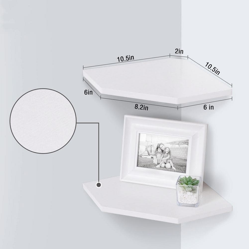 White Wood Corner Floating Shelves Set of 4