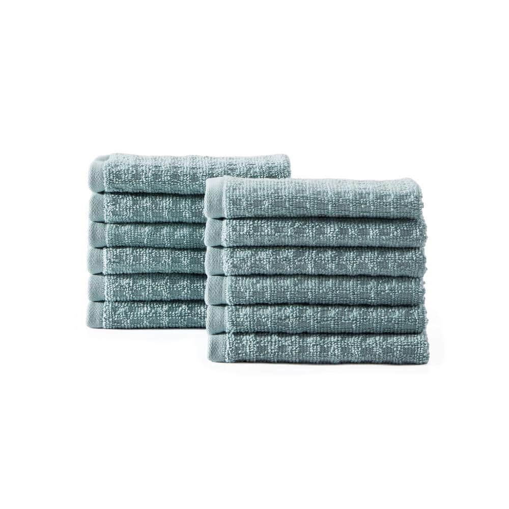 Turquoise 12-Piece Fast Drying Cotton Washcloth Set
