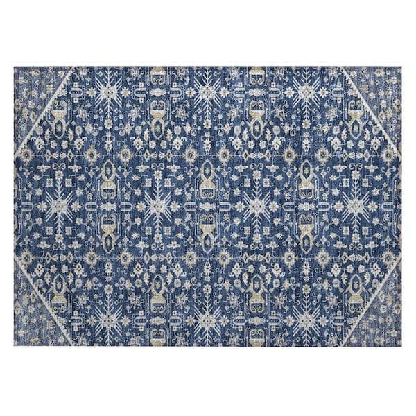 Chantille Machine Washable Indoor/Outdoor Abstract ACN3050 Navy 3 ft. x 4 ft. Area Rug