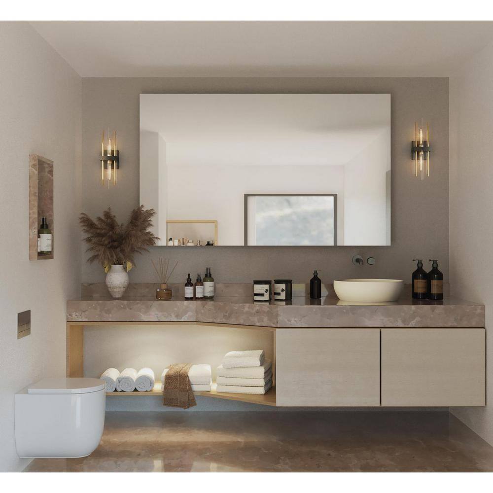 Elegant Orrizo Black Wall Sconce with Clear Glass and Golden Accents