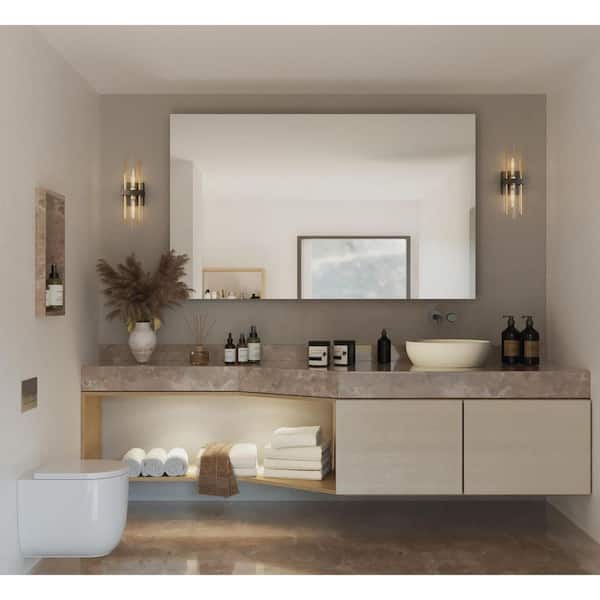 Orrizo Collection 6-3/8 in. 2-Light Black and Gold Modern Wall Sconce for Dining and Hallways
