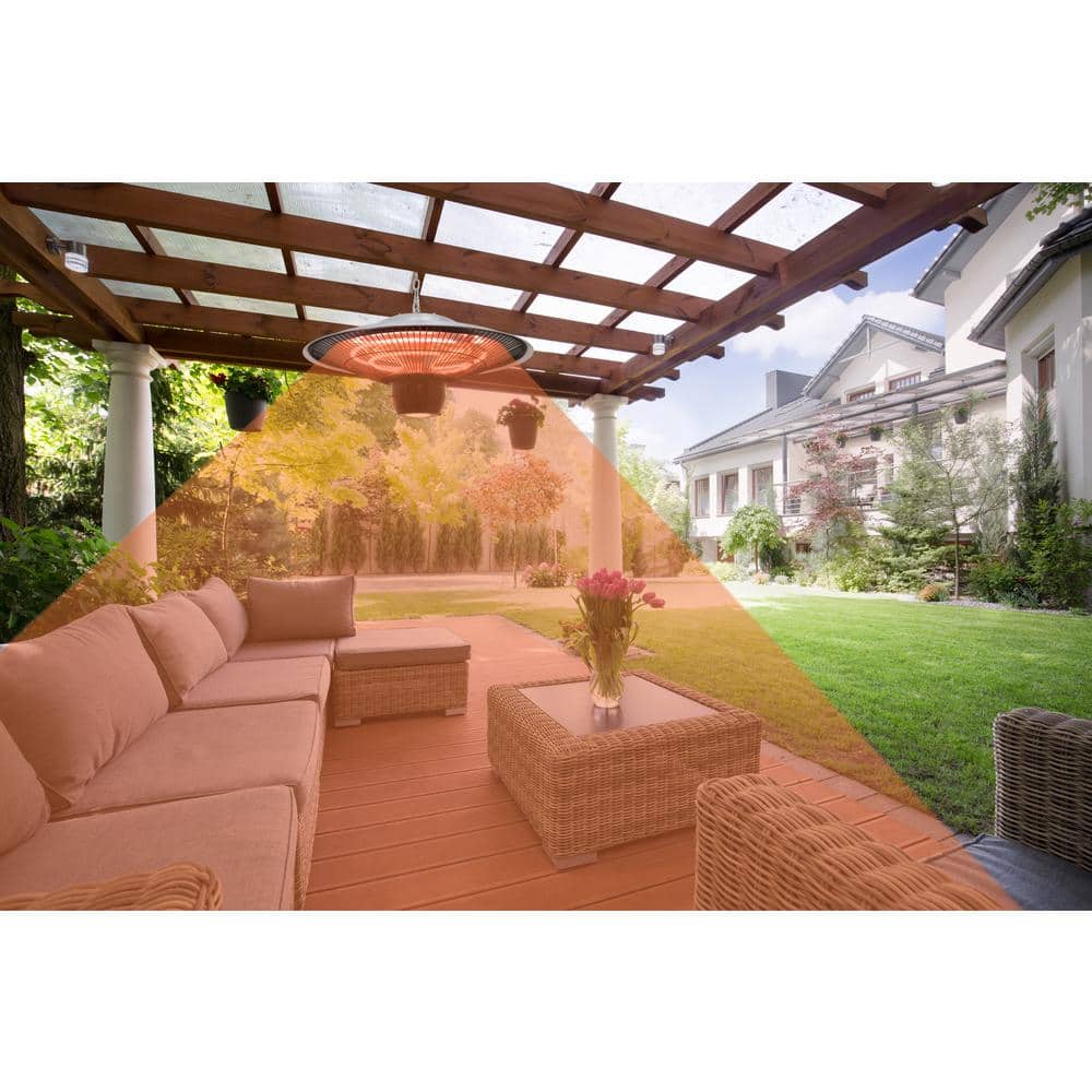 Silver Infrared Electric Hanging Outdoor Heater with Remote