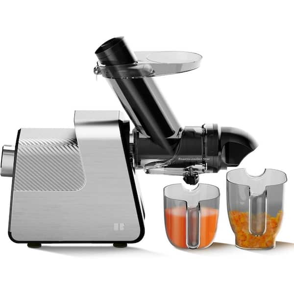 200 W Silver 3.5 in. Feed Chute Cold Press Juicer Machines with Quiet Motor and 5 Speed Modes BPA Free