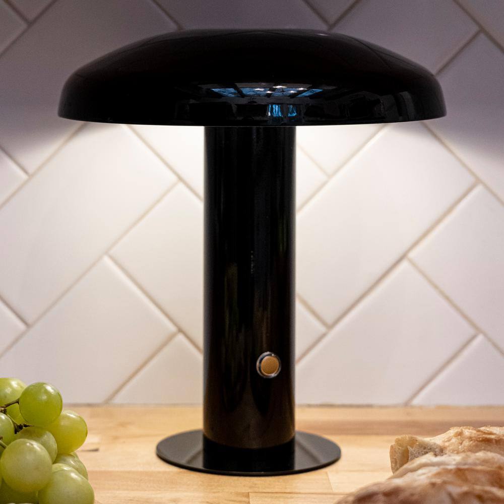 Black Cordless Touch LED Mushroom Table Lamp