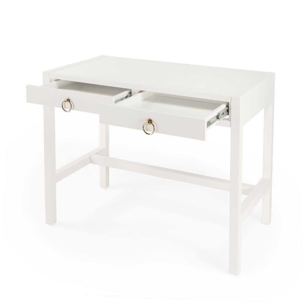 Elin Contemporary White Wood Writing Desk with Drawers