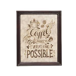 11.25 in. Ethel Inspirational Brown Frame Coffee Wall Art