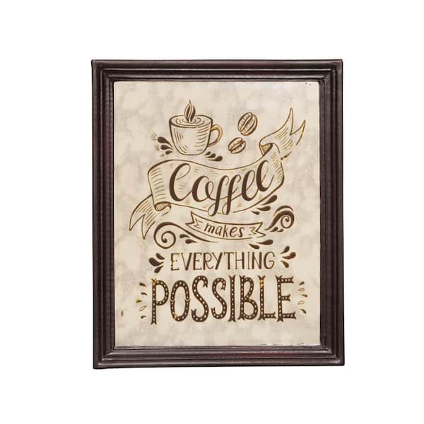 Noble House 11.25 in. Ethel Inspirational Brown Frame Coffee Wall Art