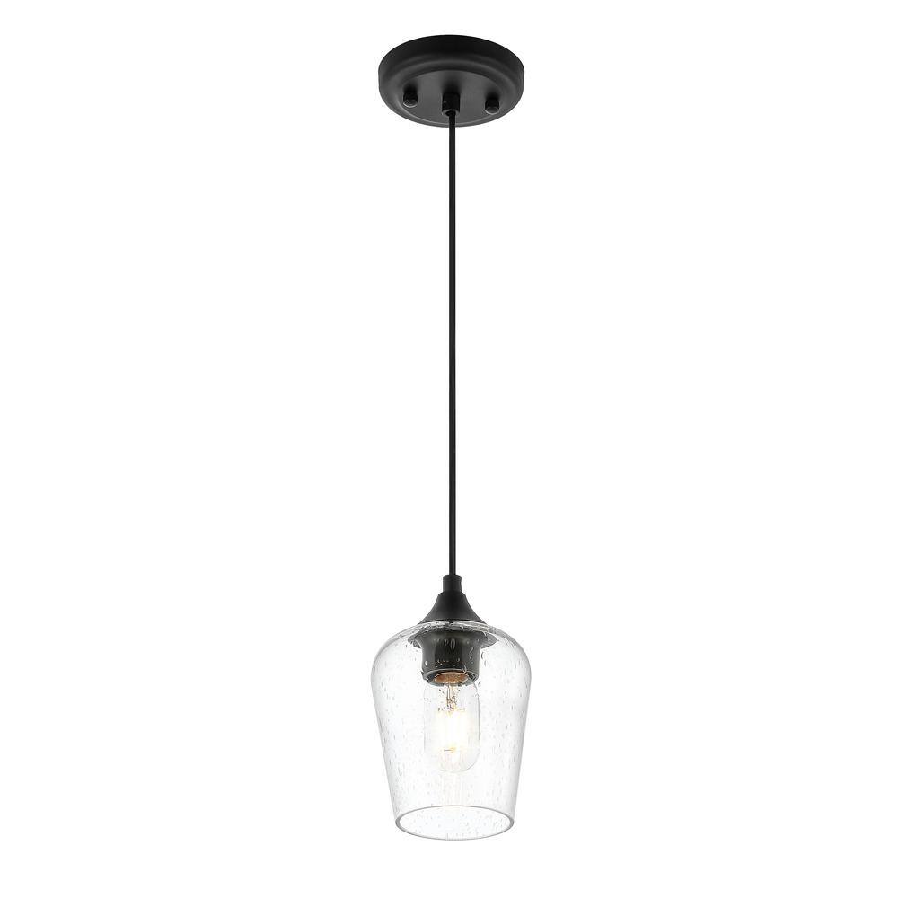 WINGBO 1Light Black Mini Pendant with Clear Glass Shade FX39090J