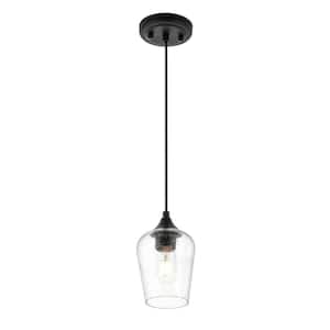 1-Light Black Mini Pendant with Clear Glass Shade