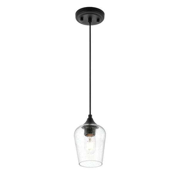 WINGBO 1Light Black Mini Pendant with Clear Glass Shade FX39090J