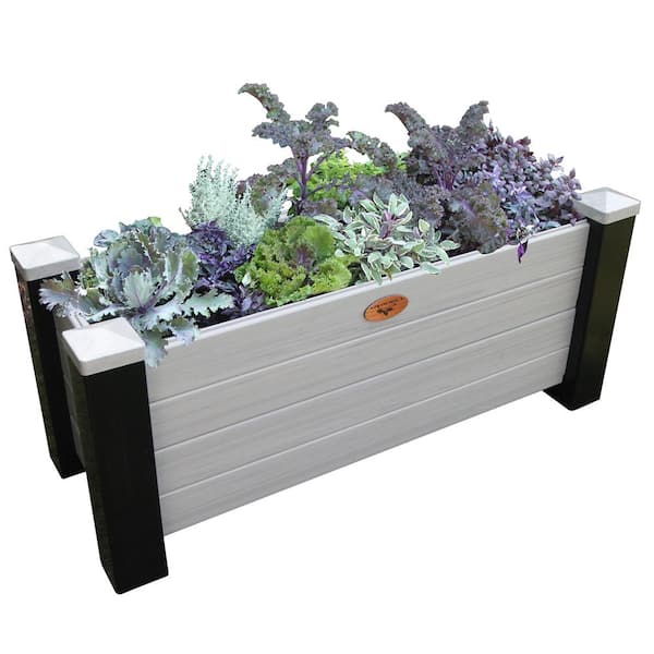 Gronomics 18 in. x 48 in. x 20 in. Maintenance Free Black and Gray Vinyl Planter Box