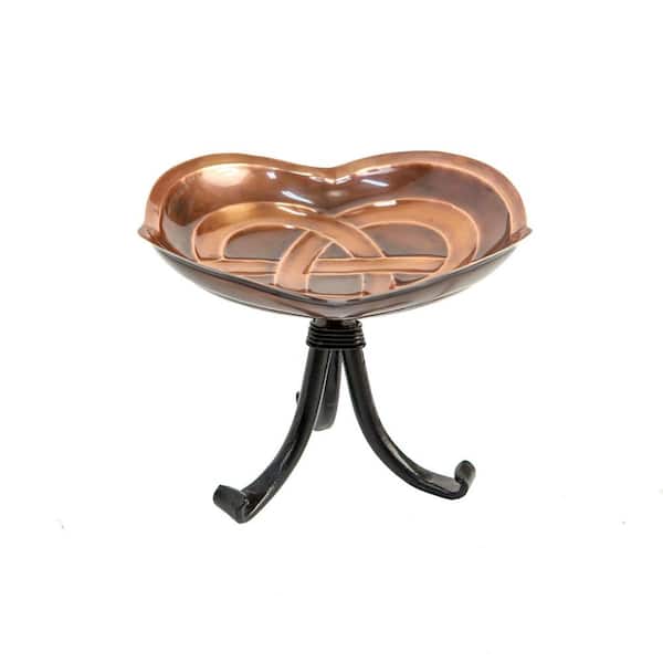 Celtic Dara Knot Birdbath w/Tripod Stand, 10.5 in. Dia, Copper