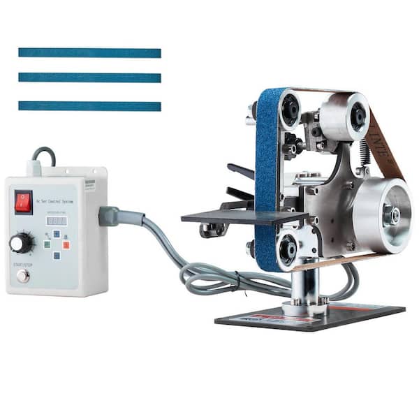 Belt Grinder Sander, 30 in. x 1 in. Variable Speed with VFD, 2-Moulds and Sanding Belts, 550W Grinding Machine