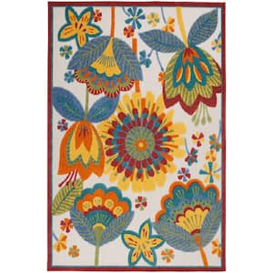 Aloha Multicolor 4 ft. x 6 ft. Floral Contemporary Indoor/Outdoor Area Rug
