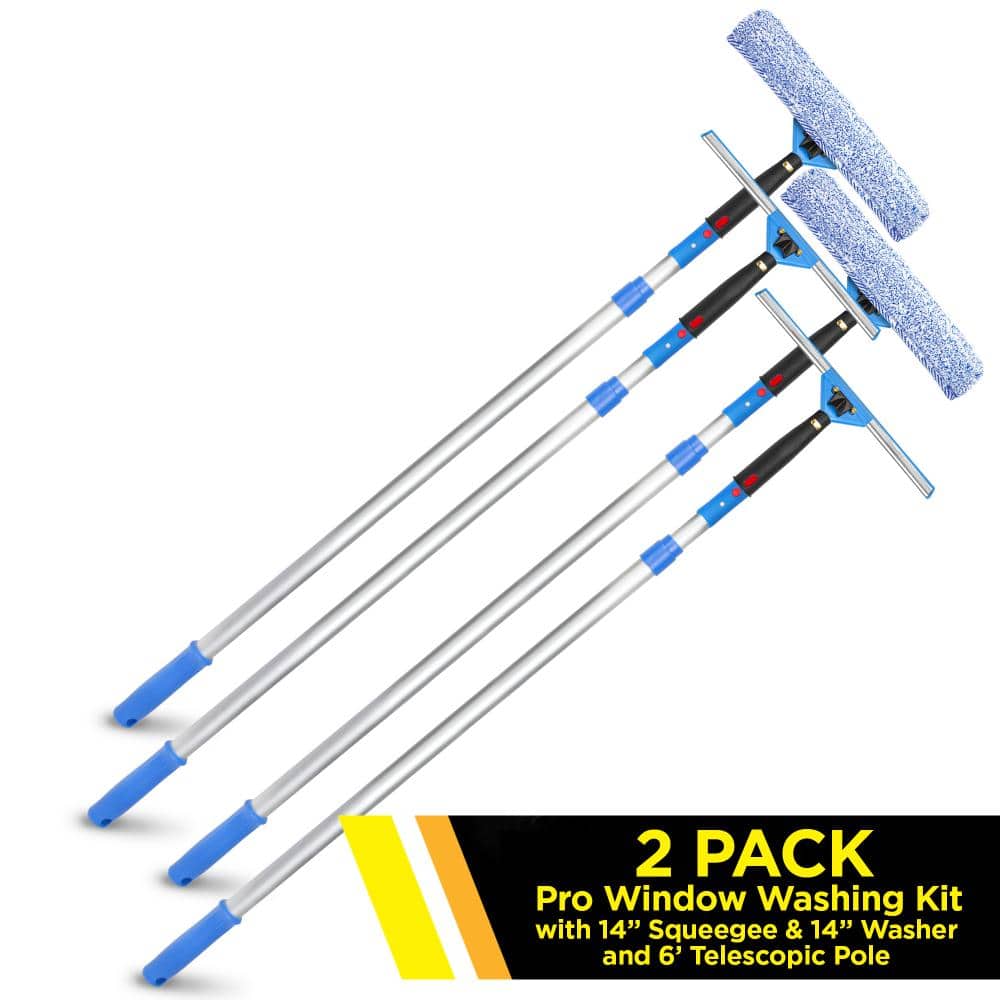 Total Pro Kit with 14 in. Swivel Squeegee, 14 in. Microfiber Scrubber and 6 ft. Aluminum Telescoping Pole (2-Pack) price history on PriceWatchPro