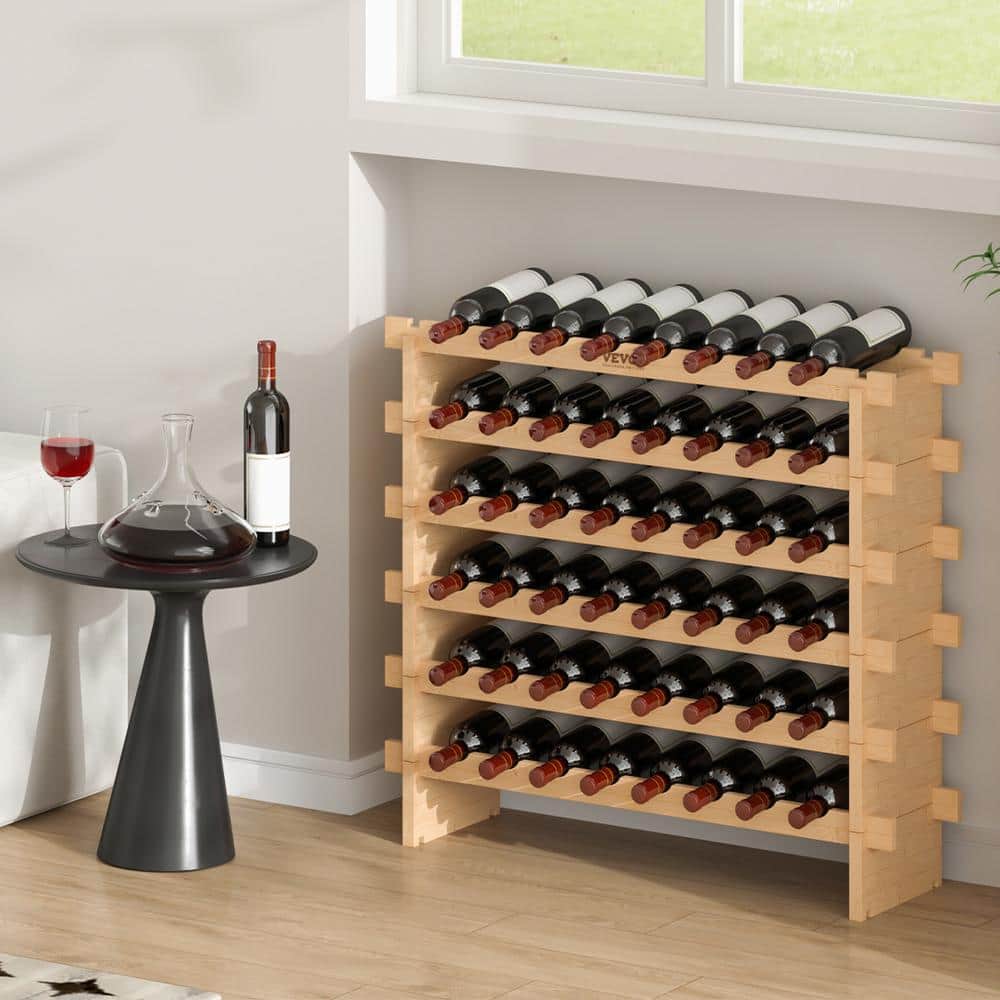 Natural Bamboo 48-Bottle Stackable 6-Tier Wine Rack