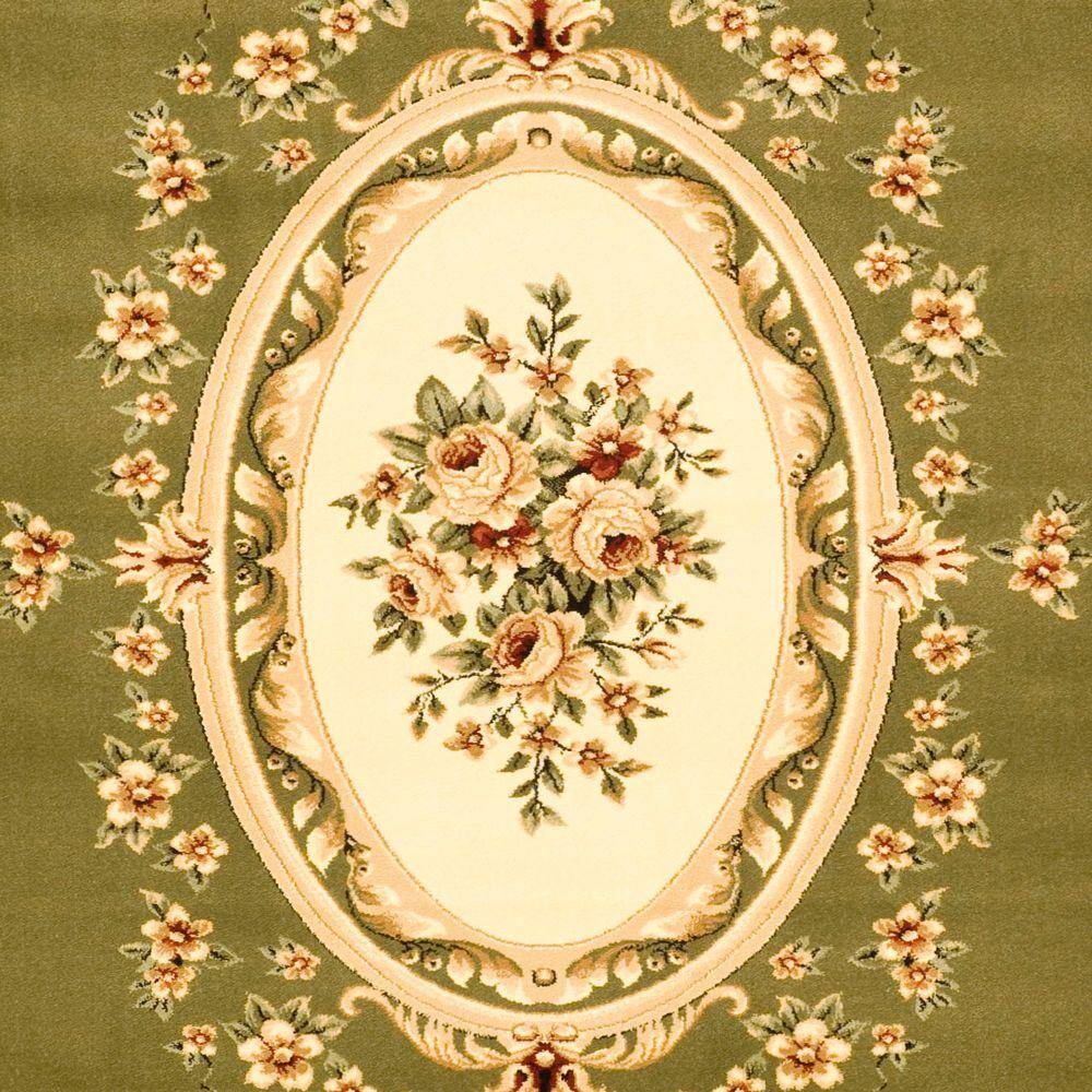 Sage and Ivory Floral Rectangular Area Rug, 8' x 11'
