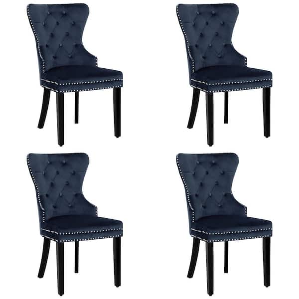 WESTINFURNITURE Brooklyn Navy Blue Tufted Velvet Dining Side Chair (Set of 4)