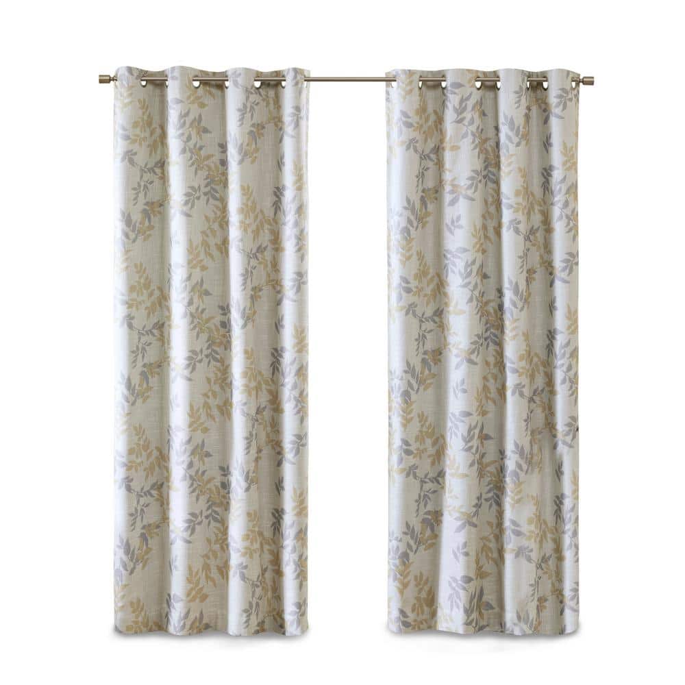 Yellow Botanical Blackout Grommet Curtain Panel, 50" x 95"