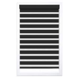 Black Cordless Light Filtering Zebra Polyester Roller Shade, 30 in. W x 72 in. L