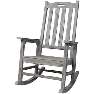 Gray Wood Outdoor Rocking Chair, Classic Vintage Style Chairs, Patio Porch Rockerr for Garden, Lawn, Balcony, Backyard