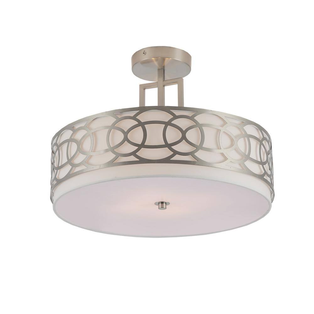 Cedar Hill 17 in. 4-Light Brushed Nickel Semi-Flush Mount Light